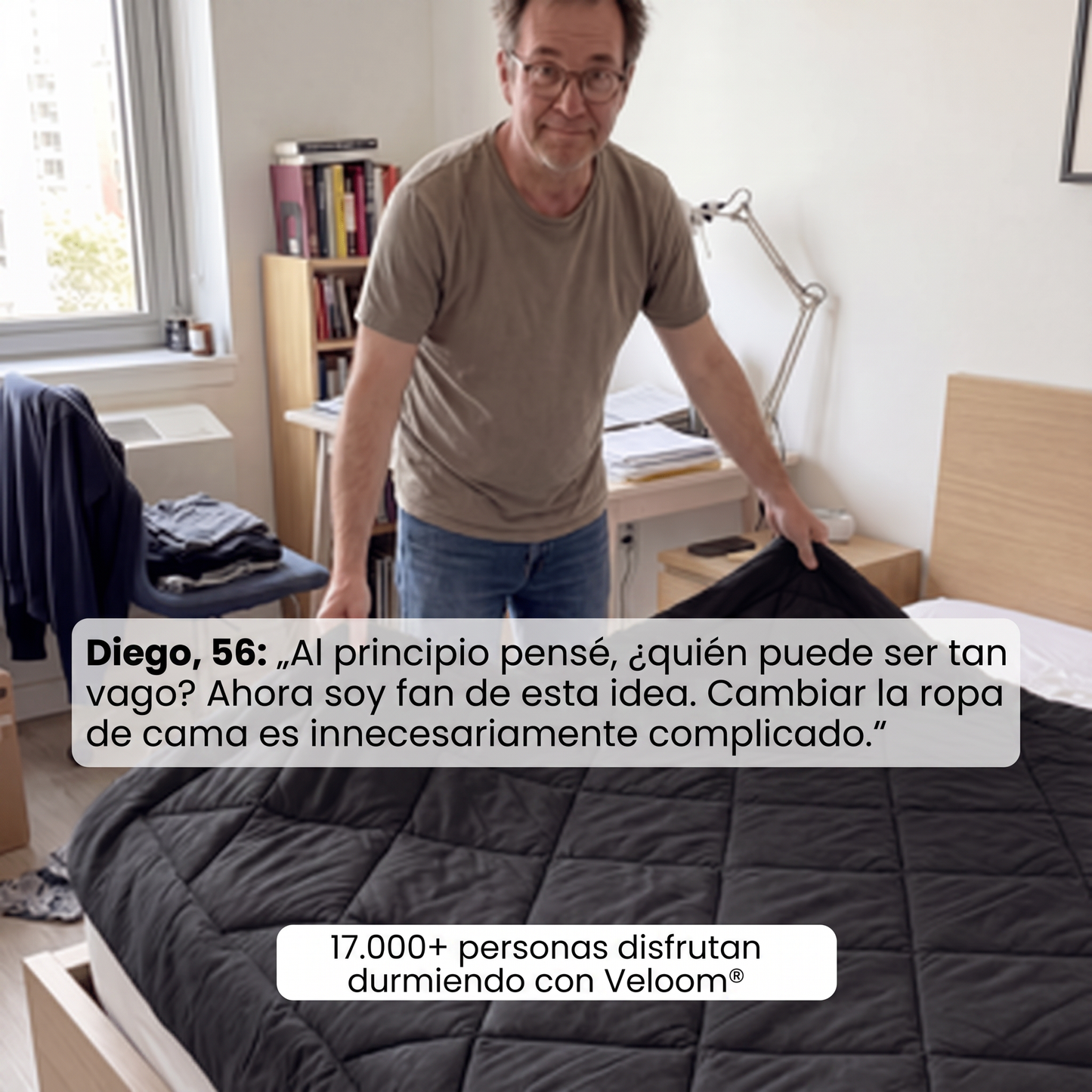 Veloom® Manta Térmica 2 en 1 – Sin funda, sin esfuerzo. Regulación de temperatura automática.