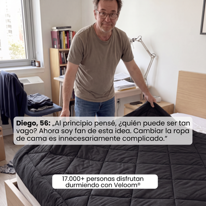 Veloom® Manta Térmica 2 en 1 – Sin funda, sin esfuerzo. Regulación de temperatura automática.