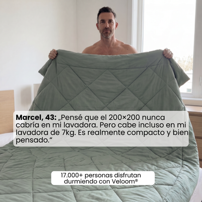 Veloom® Manta Térmica 2 en 1 – Sin funda, sin esfuerzo. Regulación de temperatura automática.