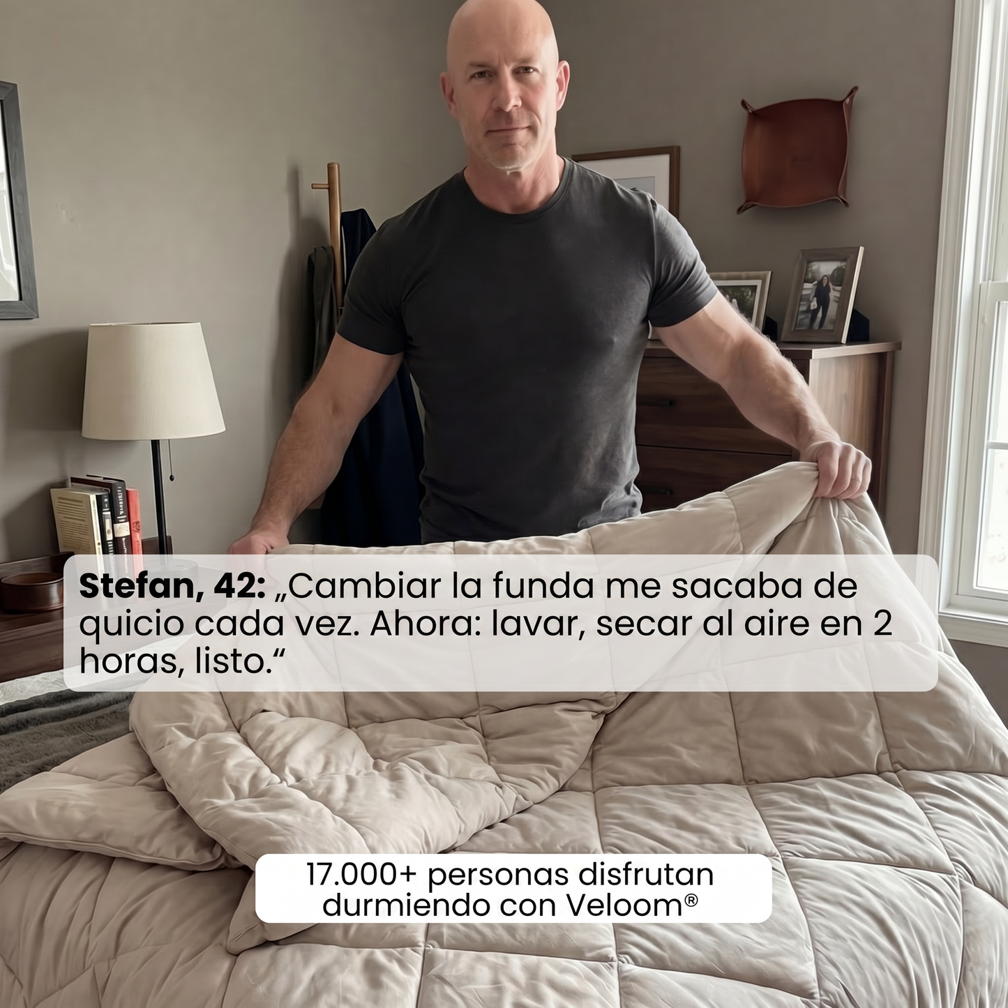 Veloom® Manta Térmica 2 en 1 – Sin funda, sin esfuerzo. Regulación de temperatura automática.