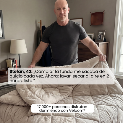 Veloom® Manta Térmica 2 en 1 – Sin funda, sin esfuerzo. Regulación de temperatura automática.